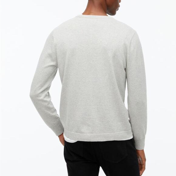 J.Crew Cotton Crewneck Sweater-Tee S Heather Quarry Pullover Long Sleeve Stretch - Picture 3 of 8